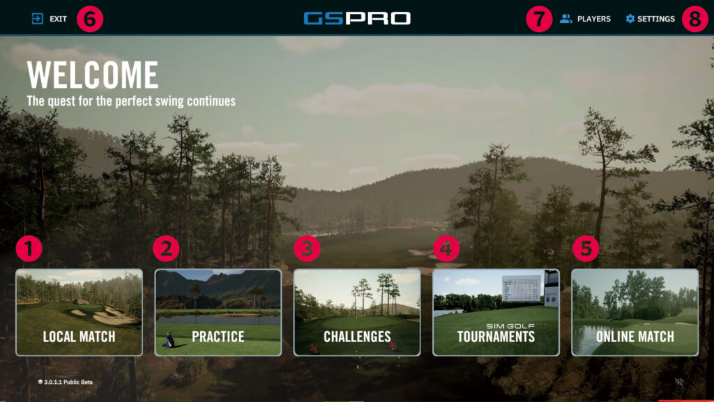 GSProメイン画面（各モードの選択画面）