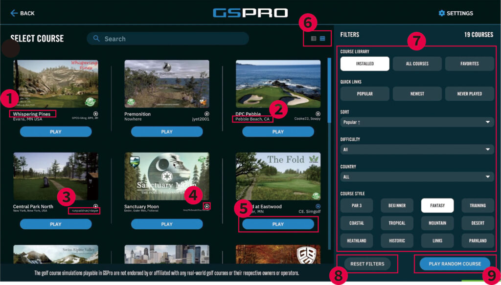 コース選択画面