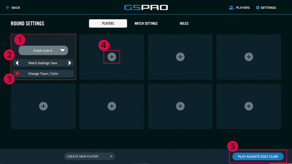 プレイヤーセットアップ画面