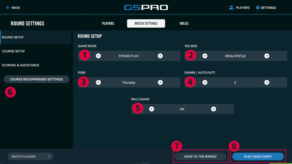 マッチセッティング（ラウンドセットアップ）