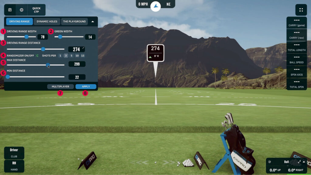 ドライビングレンジ設定